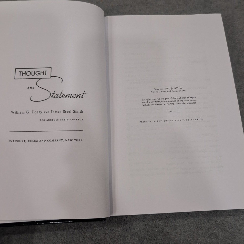 Thought and Statement William G Leary James Steel Smith Scholar Select Hardcover - Picture 3 of 6